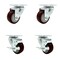 Service Caster 3.5 Inch Maroon Polyurethane Wheel Swivel Top Plate Caster Set with 2 Brakes SCC SCC-20S3514-PPUB-MRN-TP2-2-TLB-2 - alternate 1